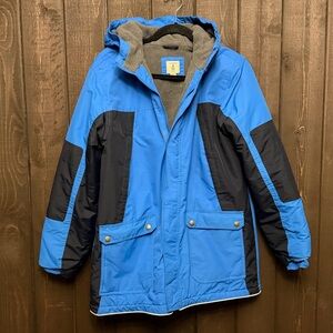 LANDS’ END Youth XL(18-20) GROW-A-LONGS Fleeced Lined Blue/Black Parka Ski Coat